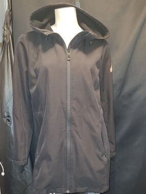 Vintage black Beaver Canoe apparel item Women’s Black Hooded Softshell Jacket
